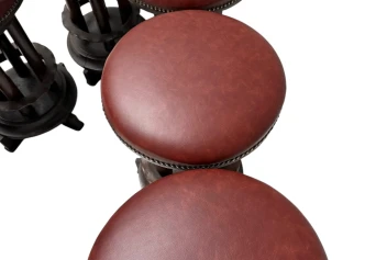 Six Art Deco Amsterdamse School Stools with Leather Tops, 1920s